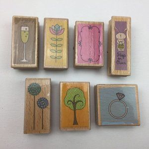 Engagement Garden Flower Celebrate Set of 7 Rubber Stamps Scrapbook Crafts